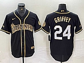 Men's Seattle Mariners #24 Ken Griffey Jr Black 2021 Golden Edition Stitched Cool Base Nike Jersey,baseball caps,new era cap wholesale,wholesale hats